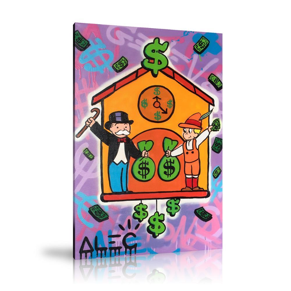 Monopoly, Cuckoo Clock, Money, Dollar, Colorful, Graffiti, Spray Paint, Street Art, Prints, Pop Art, Paintings, Canvas, Art, Alec Monopoly, Vertical