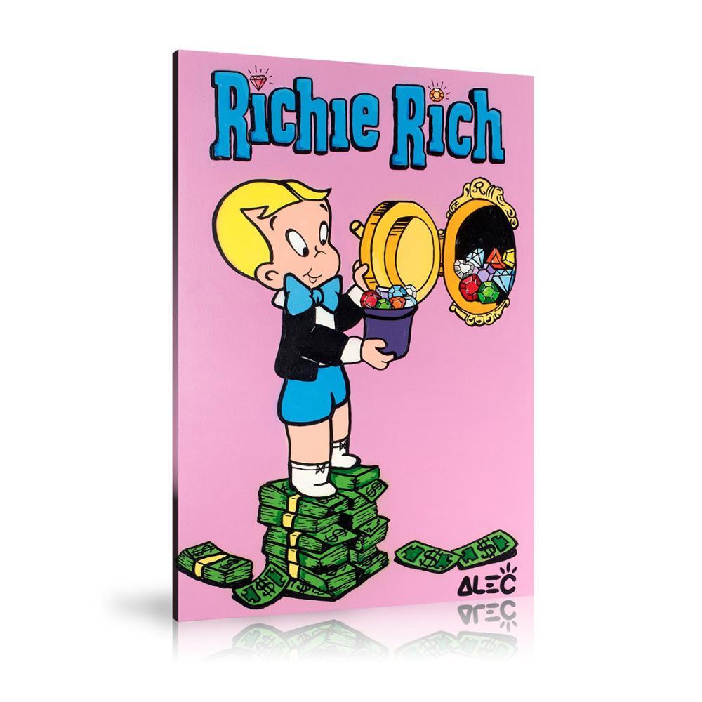 Richie Rich, Wall Safe, Diamond, Money, Cash, Gem, Graffiti, Spray Paint, Colorful, Street Art, Prints, Pop Art, Paintings, Canvas, Art, Alec Monopoly, Vertical