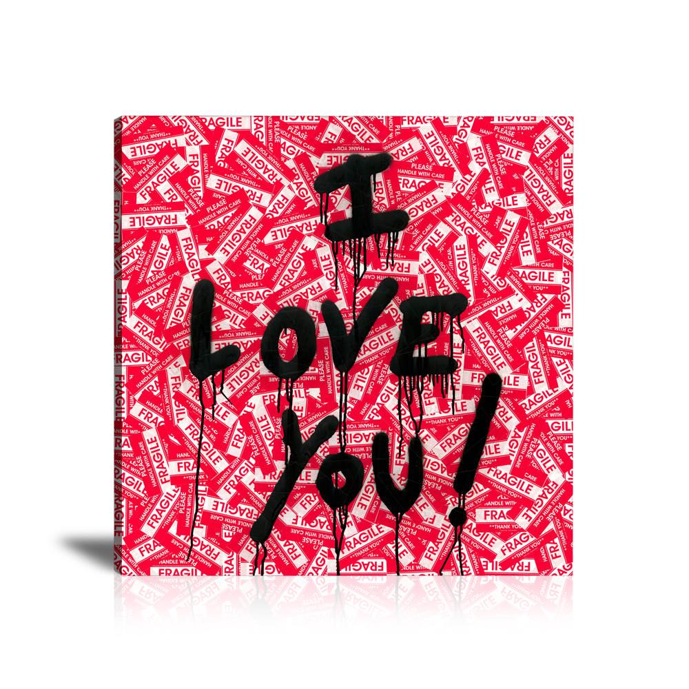 I Love You Fragile Wall Art: Large Colorful Graffiti Print or Framed Canvas Painting for Modern Living Rooms, Dining Rooms and Bedrooms