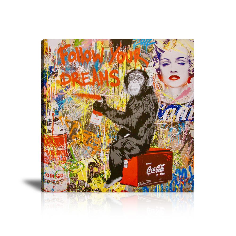 Follow Your Dreams Wall Art: Large Colorful Graffiti Print or Framed Canvas Painting for Modern Living Rooms, Dining Rooms and Bedrooms