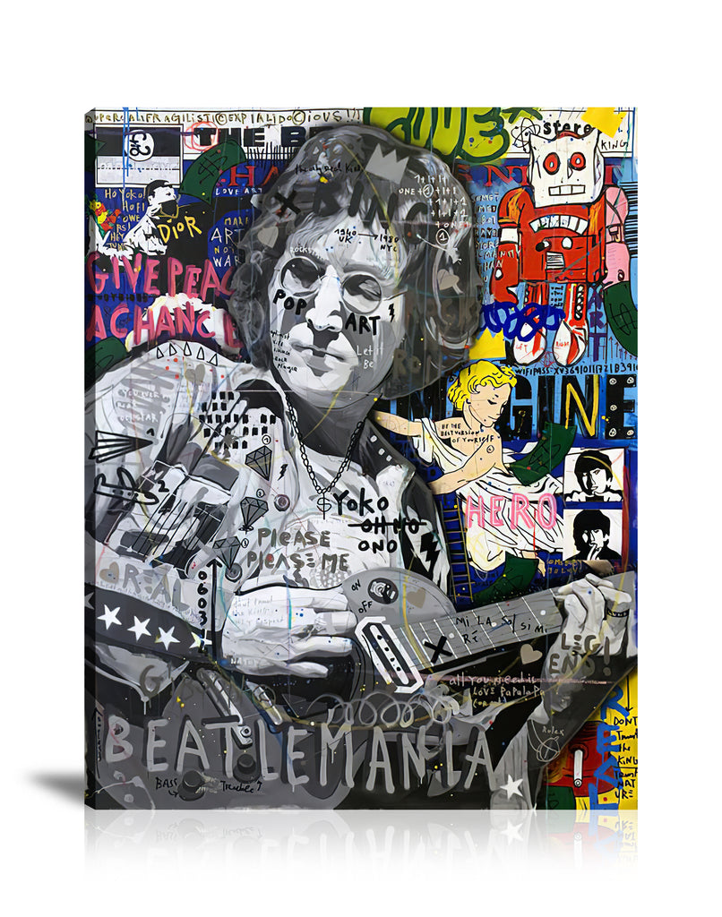 John Lennon Legend Wall Art: Large Colorful Graffiti Print or Framed Canvas Painting for Modern Living Rooms, Dining Rooms and Bedrooms