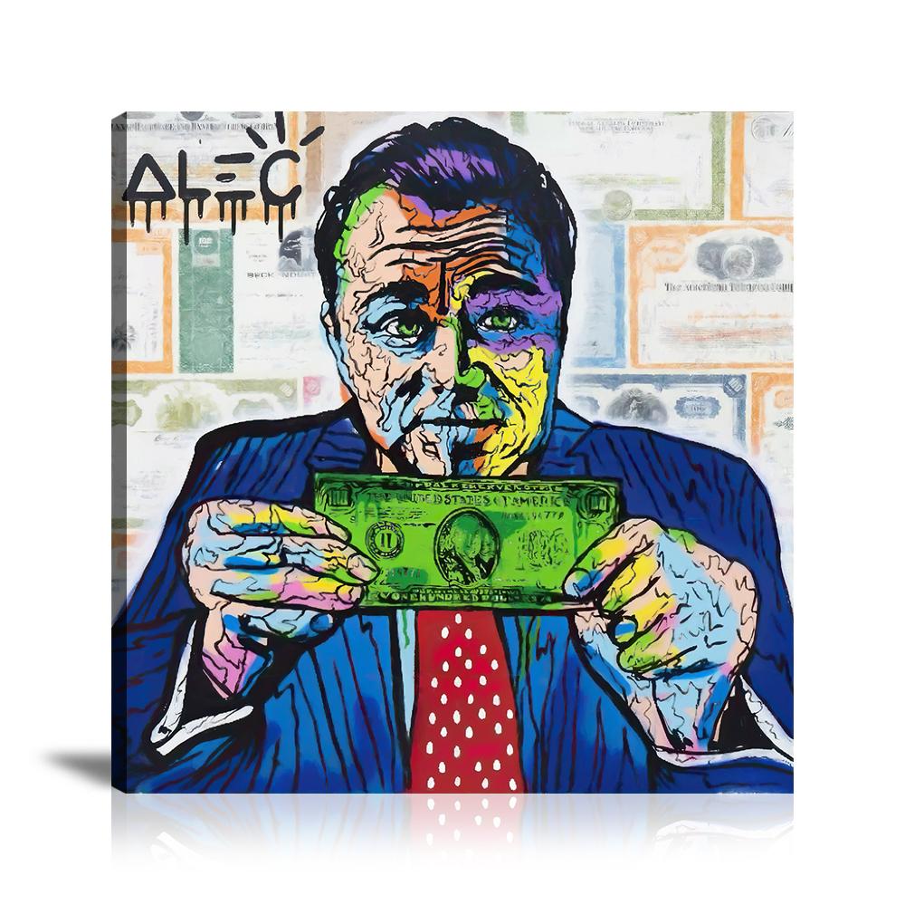 Street Art, Prints, Pop Art, Paintings, Canvas, Art, Alec Monopoly, Jordan Belfort, $100,  Movie, Movies, Cinema, Wall Street