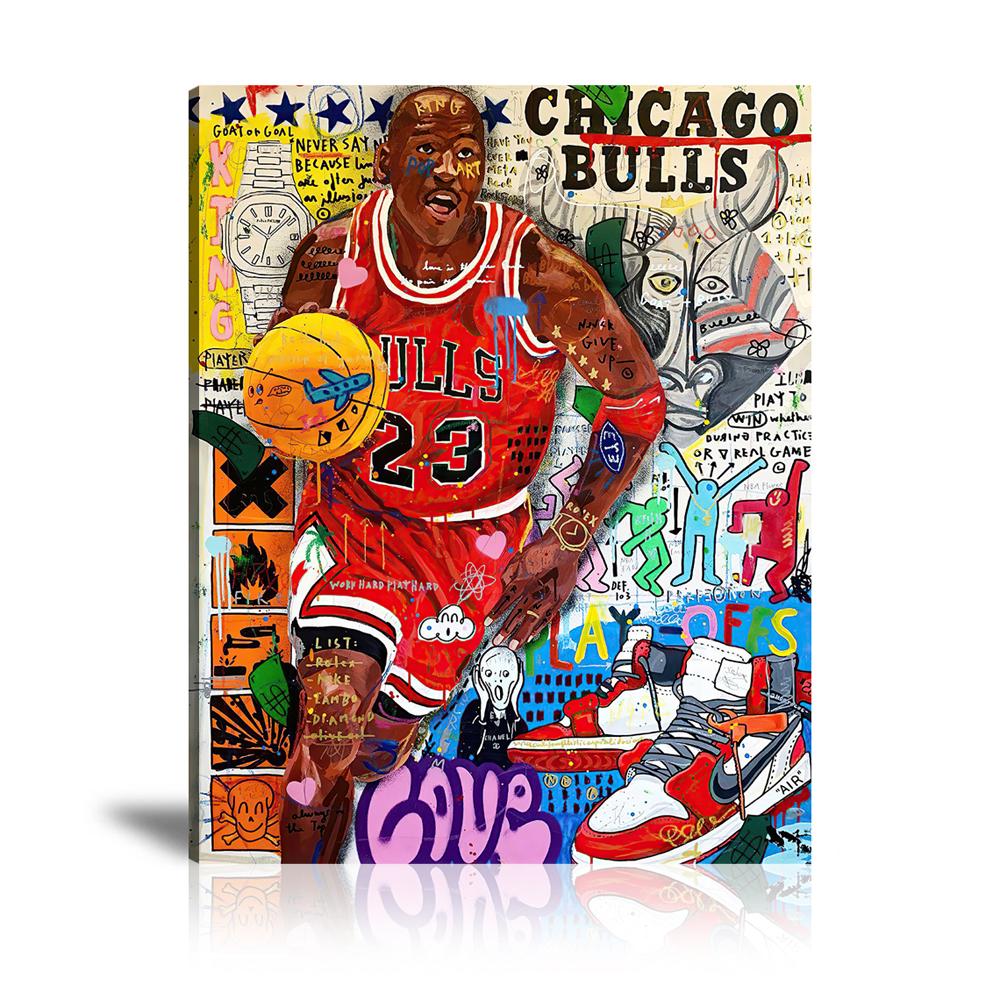 Street Art, Prints, Pop Art, Paintings, Canvas, Art, Jisbar, Vertical, Jordan, Basketball, Nike Air, Nike, Chicago Bulls, Casio, Watches, Keith Haring. Love, Colorful