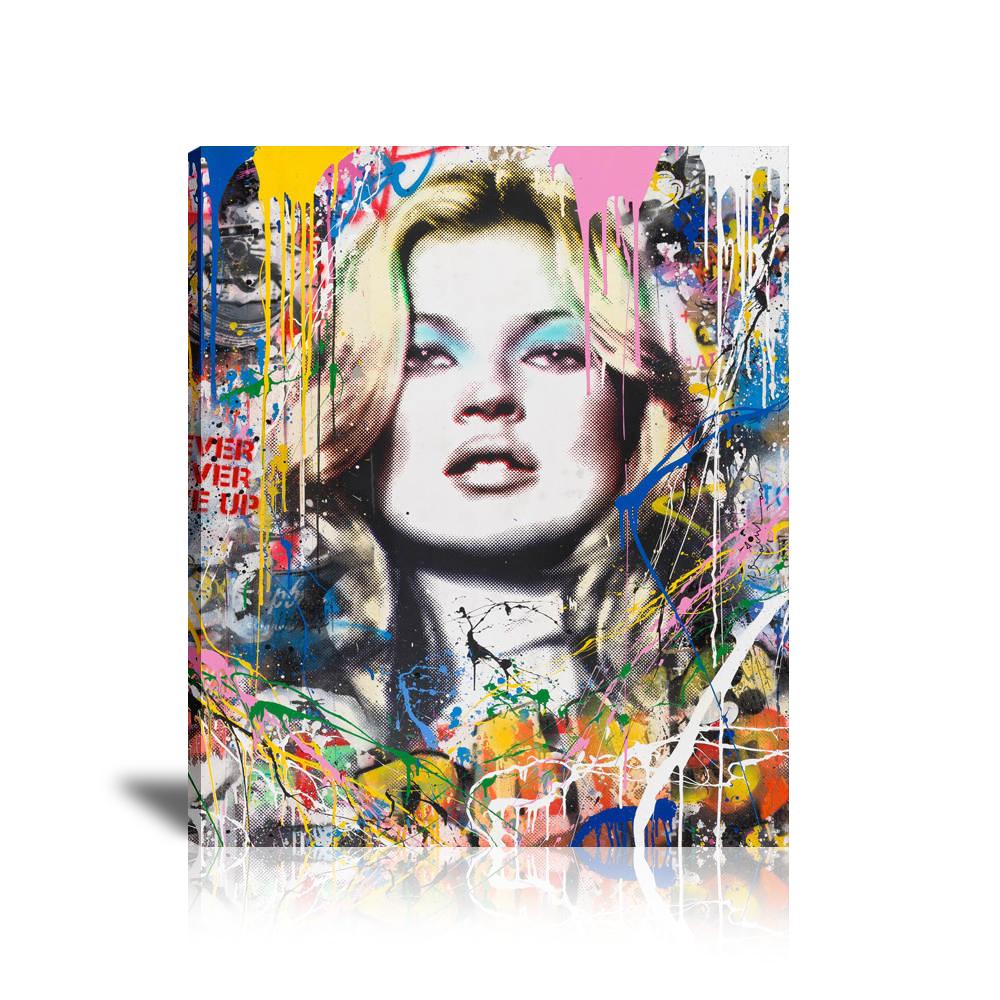 Kate Moss Wall Art: Large Colorful Graffiti Print or Framed Canvas Painting for Modern Living Rooms, Dining Rooms and Bedrooms