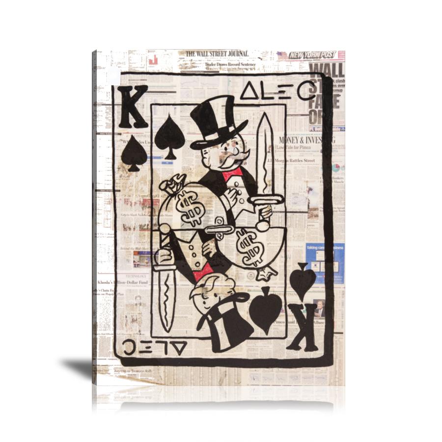 King Of Spades, Cash Bag, Money Bag, Sword, Card, Newspaper, Graffiti, Spray Paint, Street Art, Prints, Pop Art, Paintings, Canvas, Art, Alec Monopoly, Vertical, Monopoly