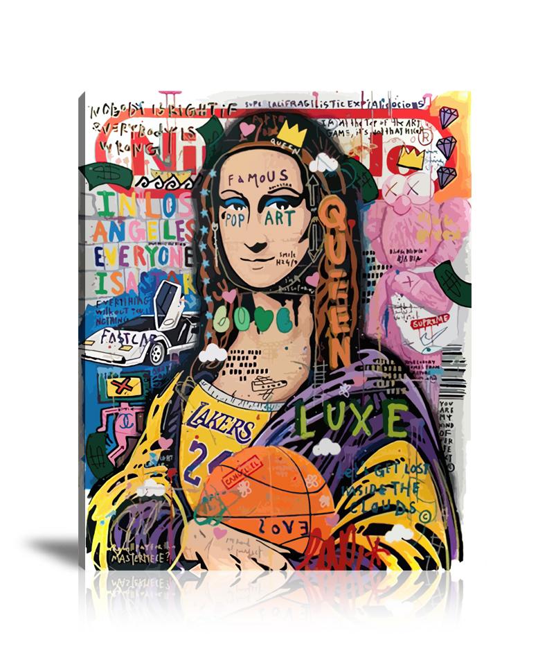 Street Art, Prints, Pop Art, Paintings, Canvas, Art, Jisbar, Mona Lisa, Basketball, Lakers, Nintendo,  Kaws, Queen, Sport, Famous, Magazine, Masterpiece, Vertical