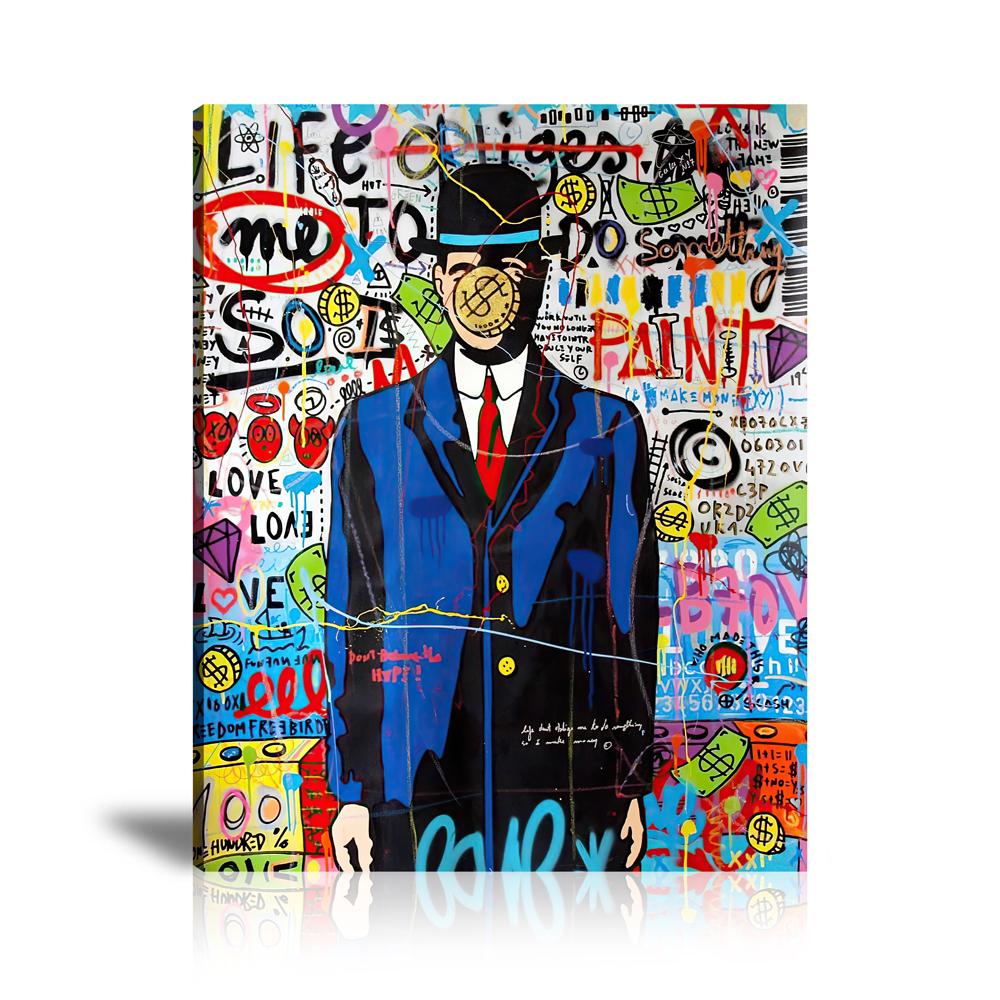 Street Art, Prints, Pop Art, Paintings, Canvas, Art, Jisbar,  Square, Life, Paint, Men, Magritte Rene, The Son Of Man, Vertical, Dollar