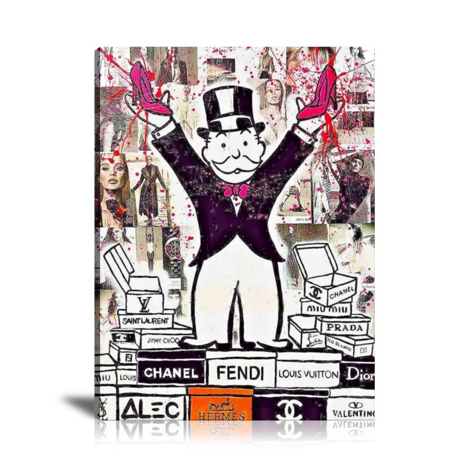 Monopoly Love Luxury Wall Art: Large Colorful Graffiti Print or Framed Canvas Painting for Modern Living Rooms, Dining Rooms and Bedrooms