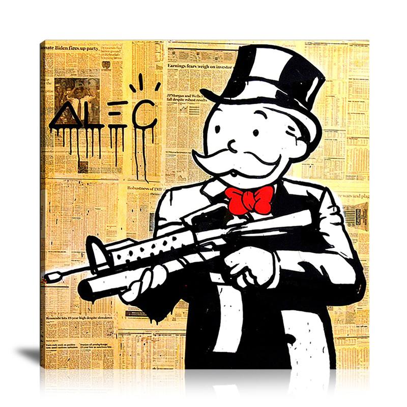 Shotgun, Newspapers, Spray Paint, Graffiti, Black And White, Machine Gun, Street Art, Prints, Pop Art, Paintings, Canvas, Art, Alec Monopoly, Square