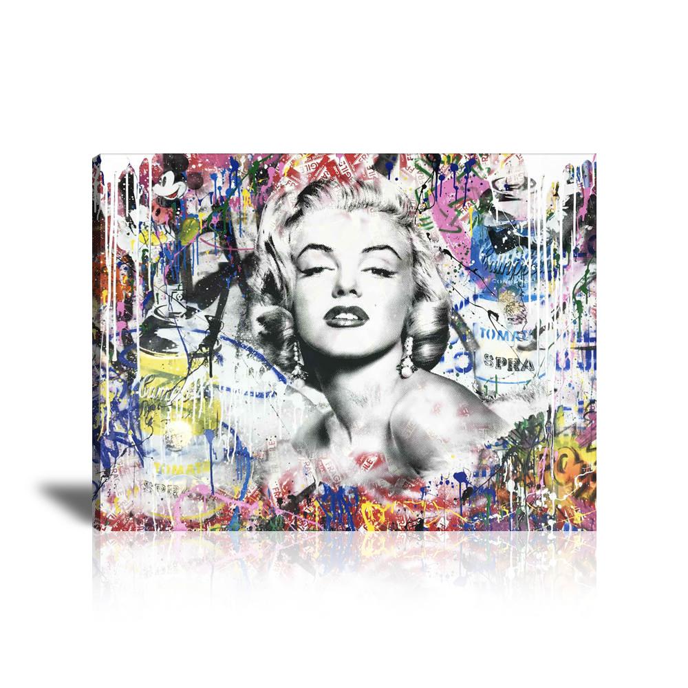 Marilyn Monroe Fragile Wall Art: Large Colorful Graffiti Print or Framed Canvas Painting for Modern Living Rooms, Dining Rooms and Bedrooms