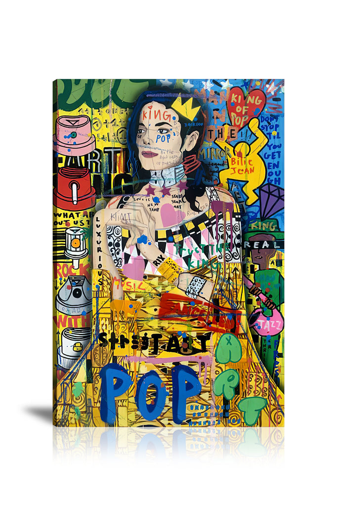 Street Art, Prints, Pop Art, Paintings, Canvas, Art, Jisbar, Michael Jackson, Singer, Pop Star, Keith Haring, Spray Can, King Of Pop, Diamond, Gustav Klimt, Love, Masterpiece