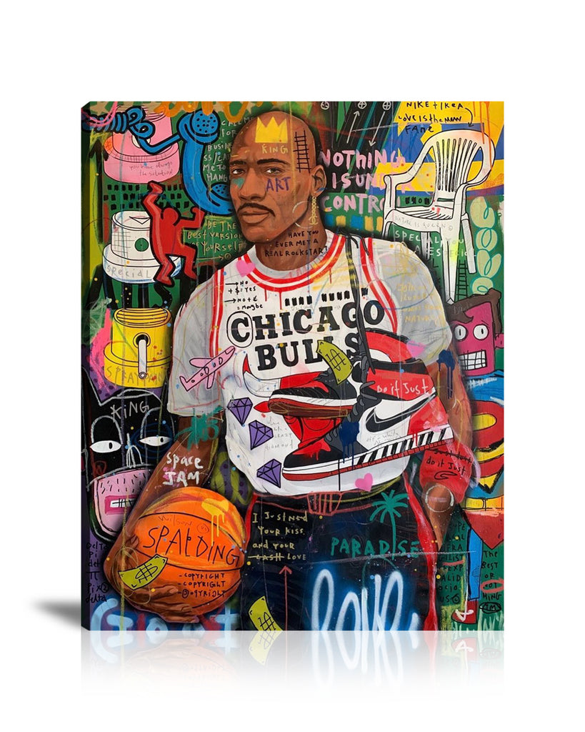 Street Art, Prints, Pop Art, Paintings, Canvas, Art, Jisbar, Michael Jordan, Chicago Bulls, Basketball, Spray, Keith Haring, Superman, Sport