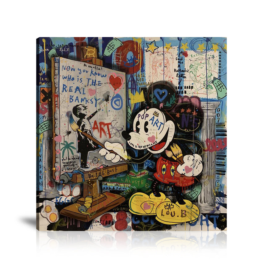 Street Art, Prints, Pop Art, Paintings, Canvas, Art, Jisbar, Mickey Mouse, Balloon Girl, Drawing, Banksy, Dollar, Money, King, Art Board, Barcode