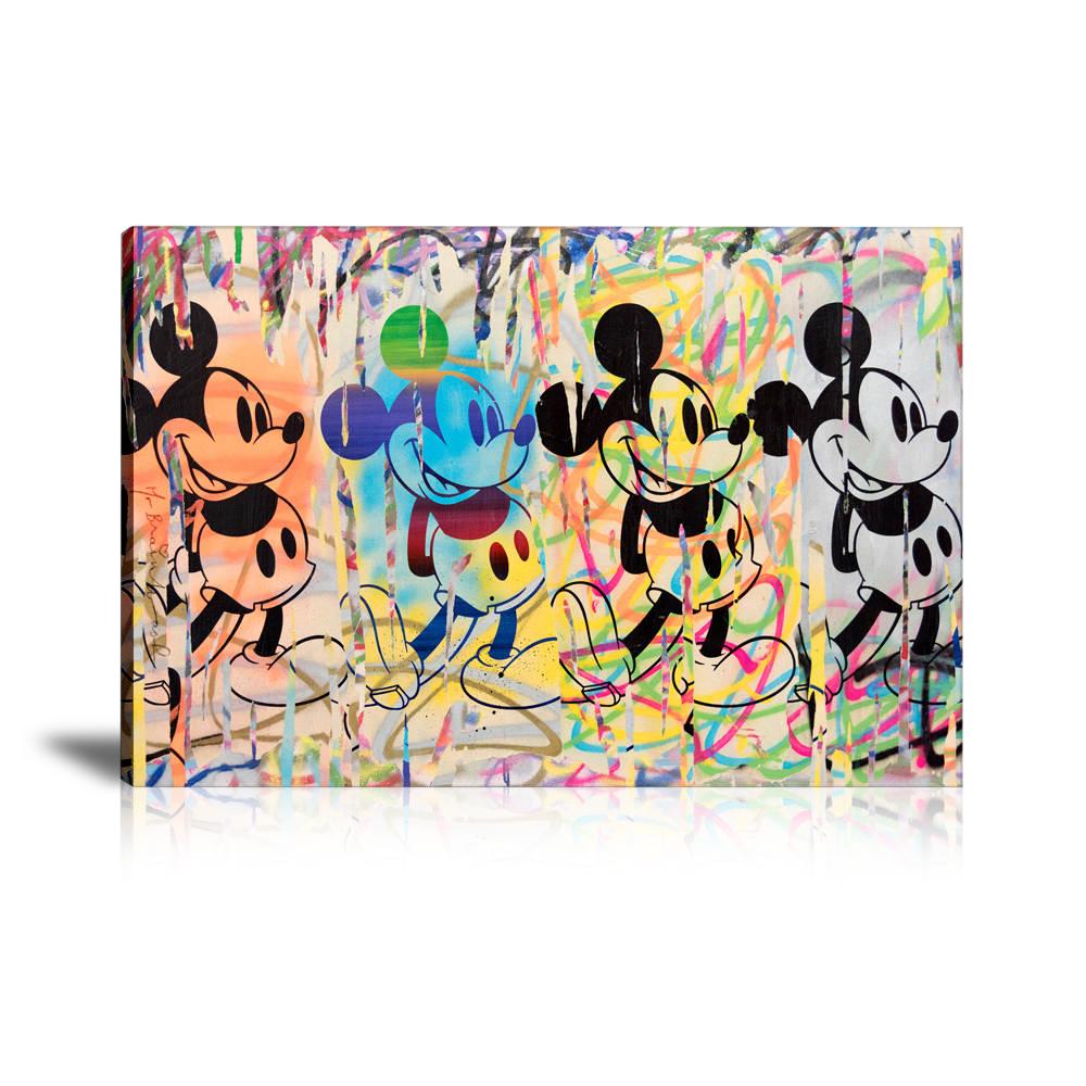 Mickey Mouse Graffiti Wall Art: Large Colorful Graffiti Print or Framed Canvas Painting for Modern Living Rooms, Dining Rooms and Bedrooms