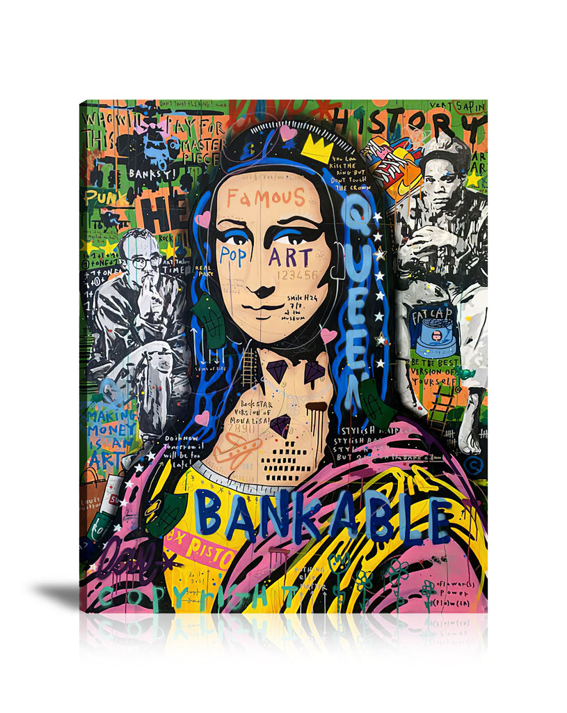 Street Art, Prints, Pop Art, Paintings, Canvas, Art, Jisbar, Mona Lisa, Bankable, History, Queen, King, Pop, Banksy, Famous, Copyright, Airplane