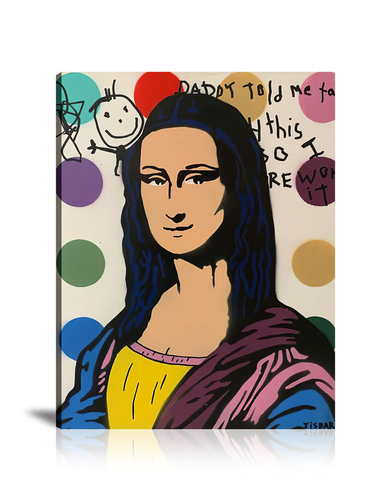 Street Art, Prints, Pop Art, Paintings, Canvas, Art, Jisbar, Mona Lisa, Kid, Drawing, Portrait, Colorful