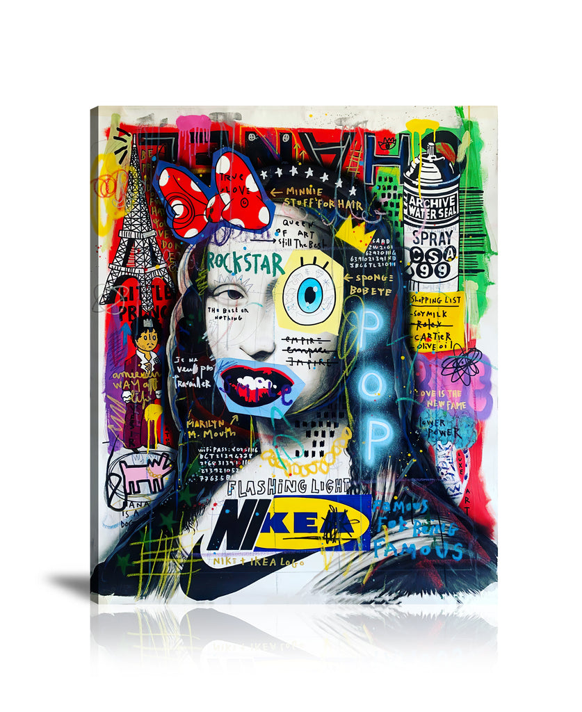 Mona Nikea Wall Art: Large Colorful Graffiti Print or Framed Canvas Painting for Modern Living Rooms, Dining Rooms and Bedrooms