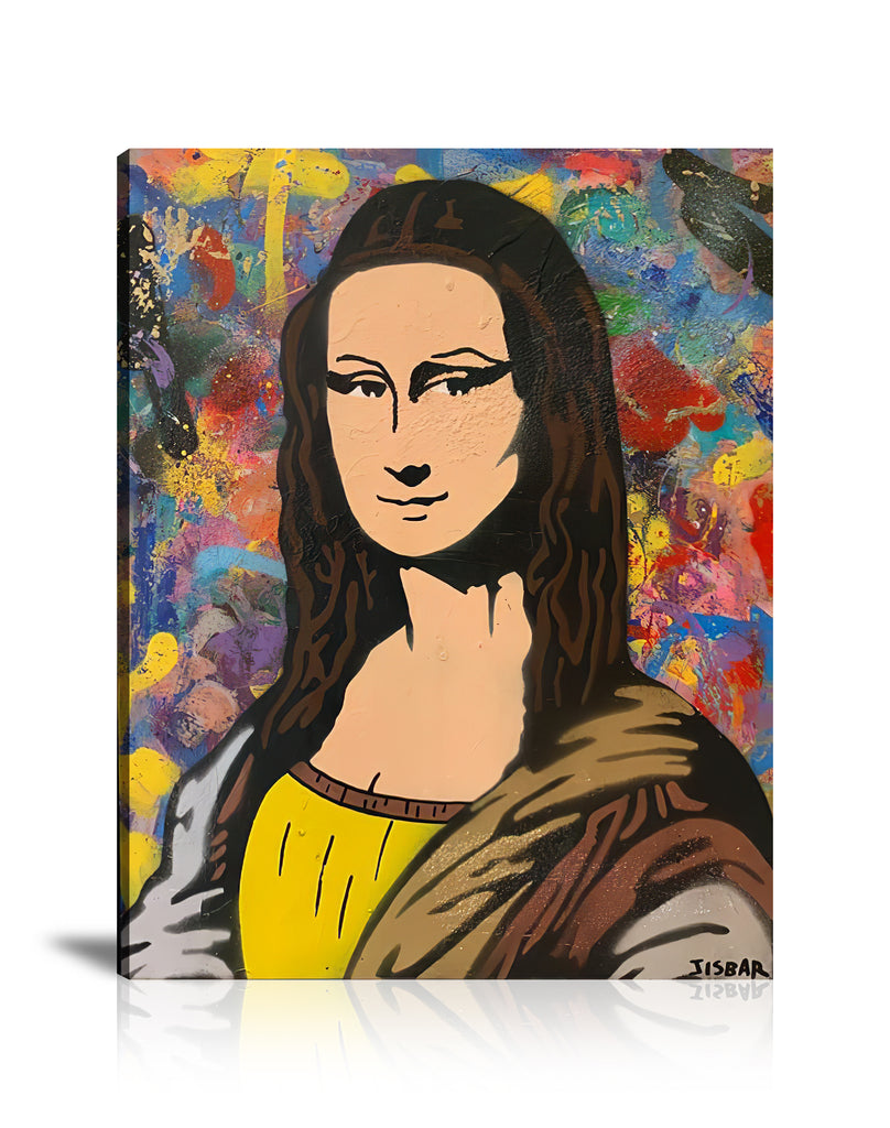 Street Art, Prints, Pop Art, Paintings, Canvas, Art, Jisbar, Mona Lisa, Portrait, Paint Drop, Paint, Masterpiece