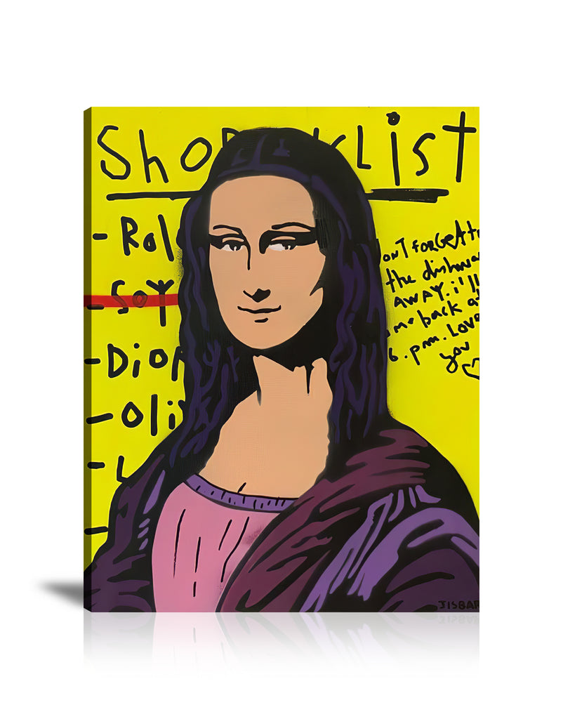 Street Art, Prints, Pop Art, Paintings, Canvas, Art, Jisbar, Mona Lisa, Shopping, Shopping List, Portrait