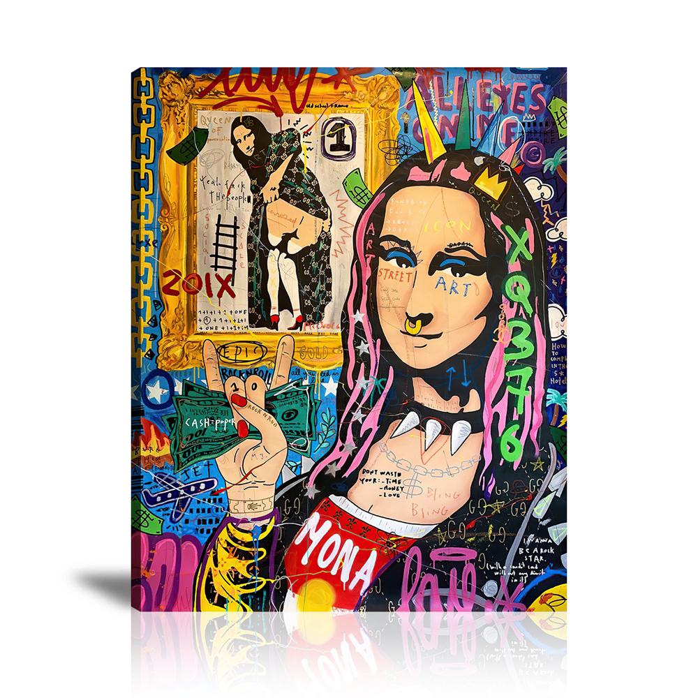 Street Art, Prints, Pop Art, Paintings, Canvas, Art, Jisbar, Mona Lisa, Punk, Museum, Masterpiece, Dollar, Money, Love