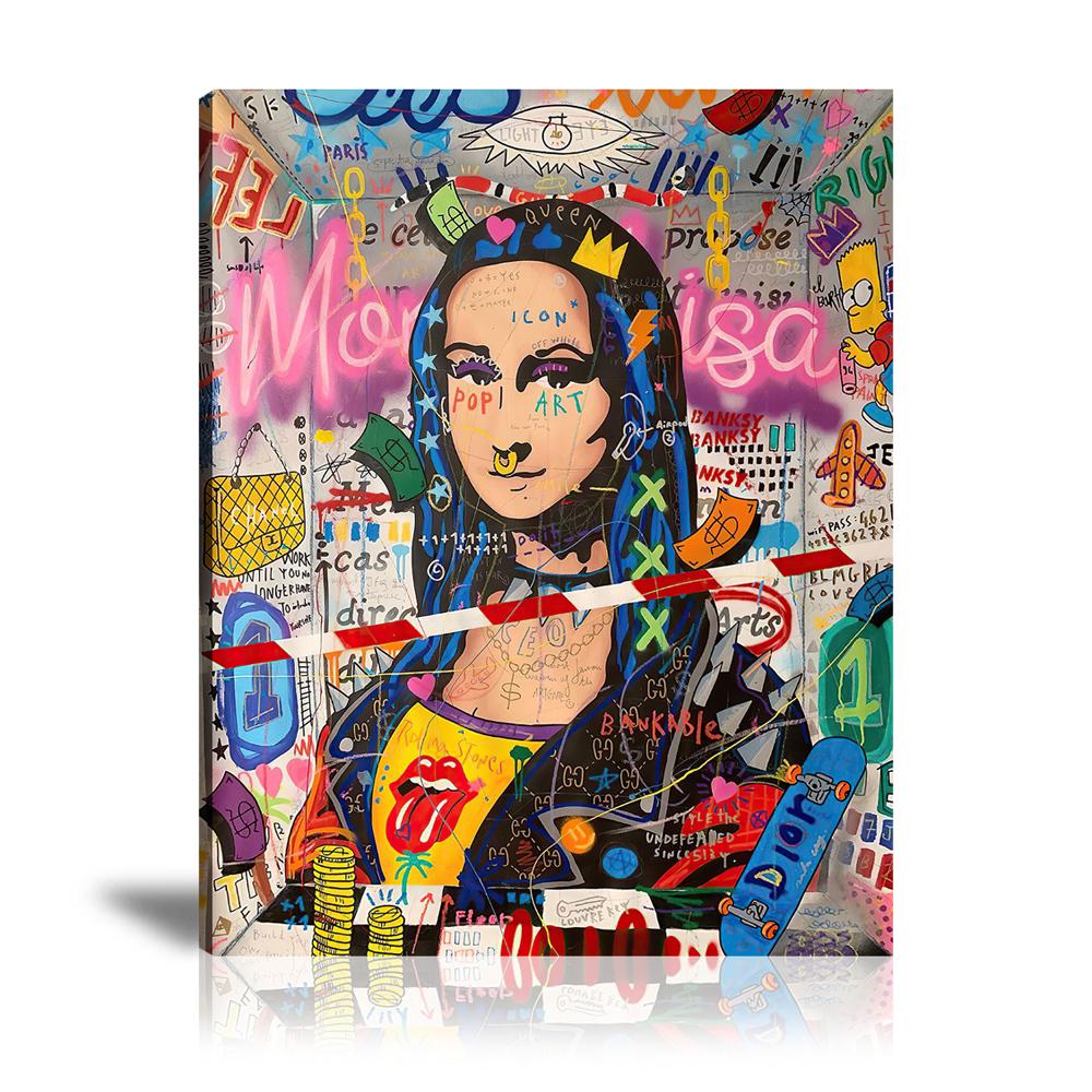 Street Art, Prints, Pop Art, Paintings, Canvas, Art, Jisbar, Vertical, Mona Lisa, Room, Chanel, Dior, Skateboard, Dollar, The Rolling Stone, Bart Simpson, Gucci