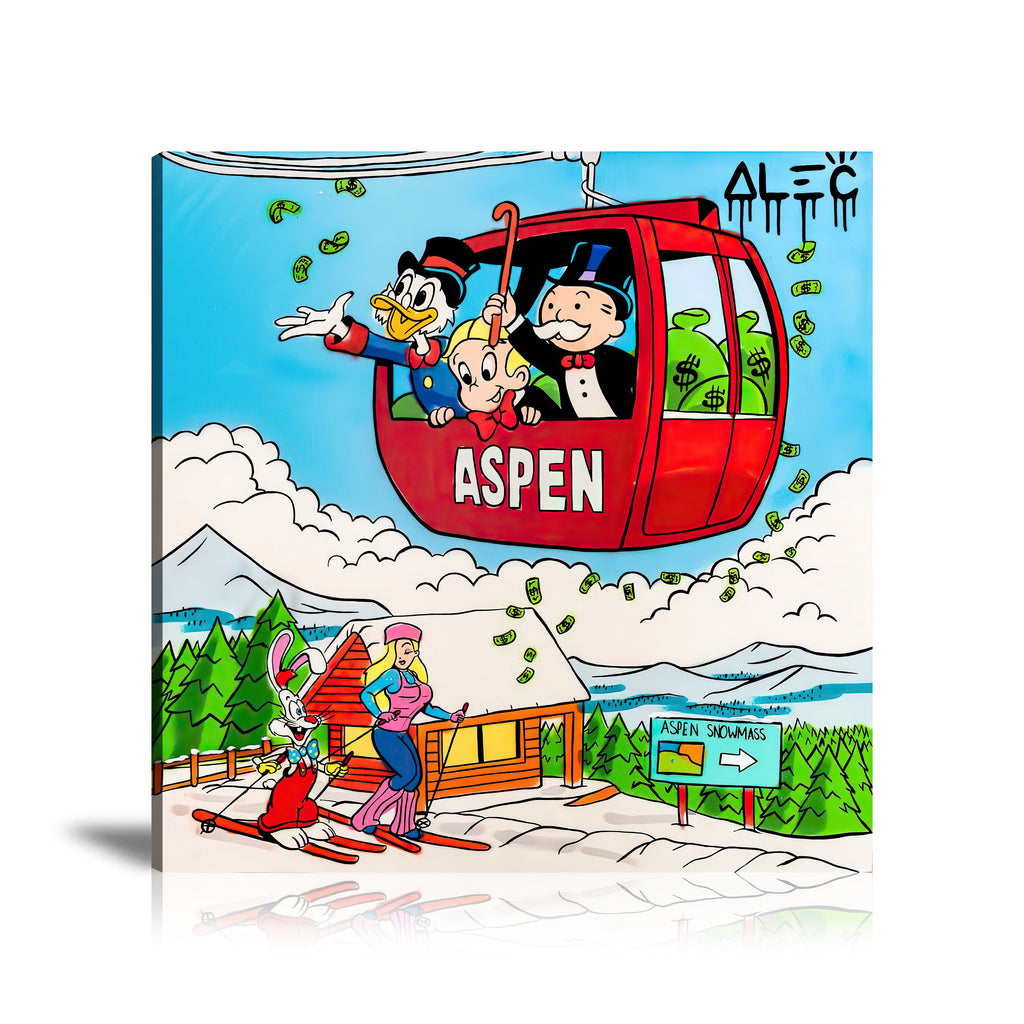 Street Art, Prints, Pop Art, Paintings, Canvas, Art, Alec Monopoly, Money, Team, Aspen, Scrooge McDuck, Monopoly, Richie Rich, Jessica Rabbit, Money, Skiing