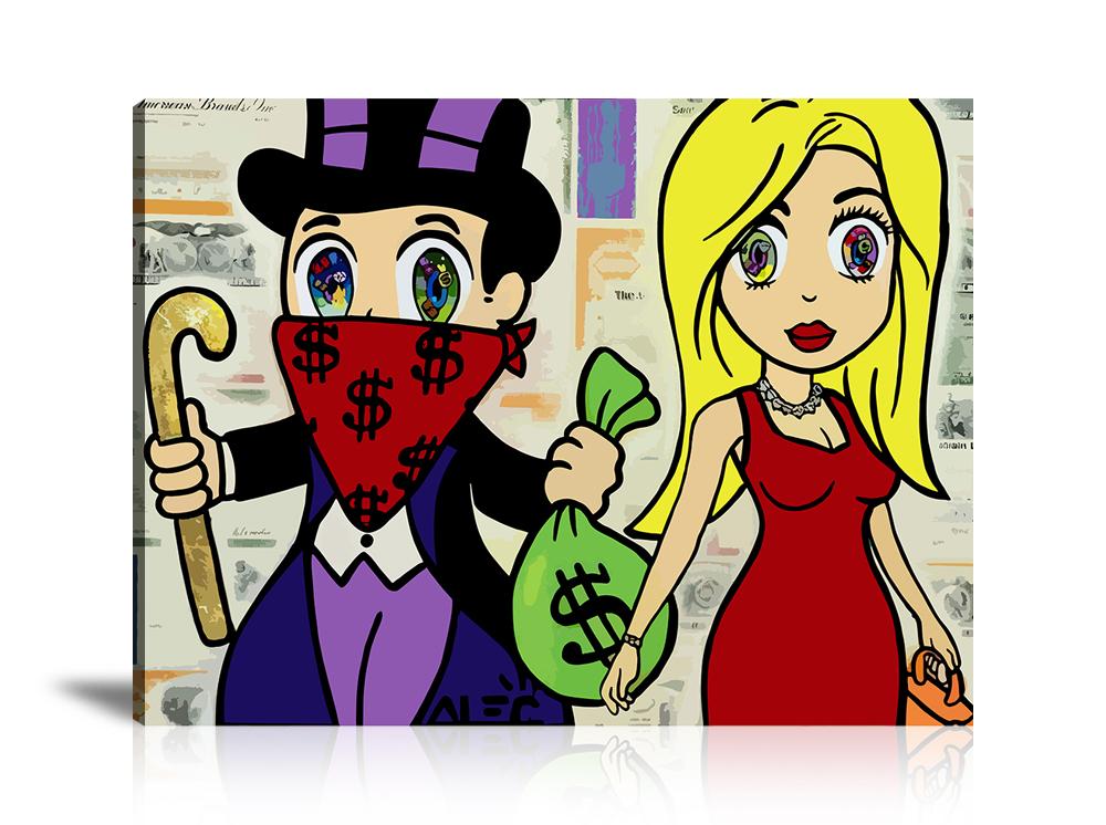 Street Art, Prints, Pop Art, Paintings, Canvas, Art, Alec Monopoly, Monopoly, Blondie, Money Bag, Collage Art, Money, Dollar