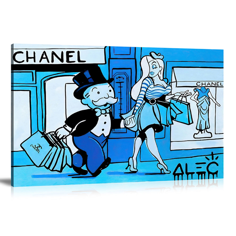 Alec,Alec Monopoly,Blue,Canvas Art,Chanel,Chanel Sign,Landscape,Monopoly,Mr. Monopoly,News,Paintings,Pop Art,Prints,Shopping,Street Art,Wall Art