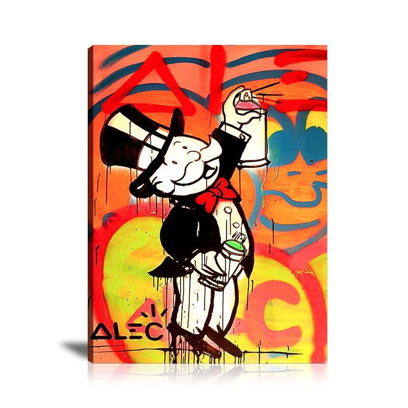 Monopoly Man Artist Wall Art: Large Colorful Graffiti Print or Framed Canvas Painting for Modern Living Rooms, Dining Rooms and Bedrooms