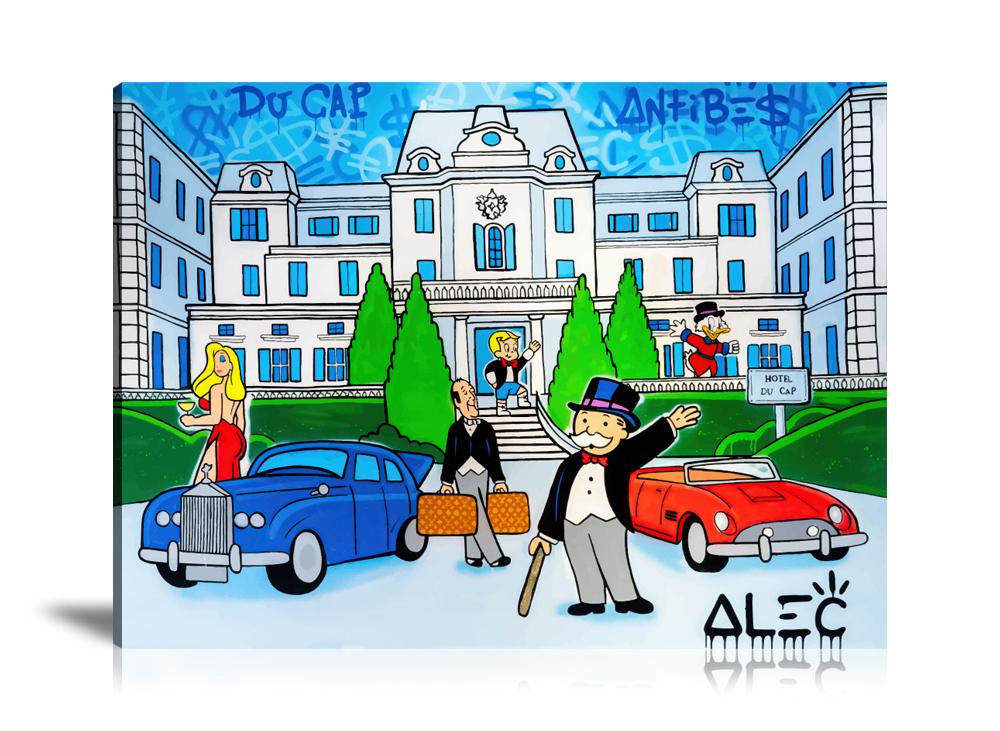 Street Art, Prints, Pop Art, Paintings, Canvas, Art, Alec Monopoly, Monopoly, Welcoming, Villa, Richie Rich, Scrooge McDuck, Jessica Rabbit, Roll Royce, Hotel Du Cap, Hotel, Travel, Paint, Colorful