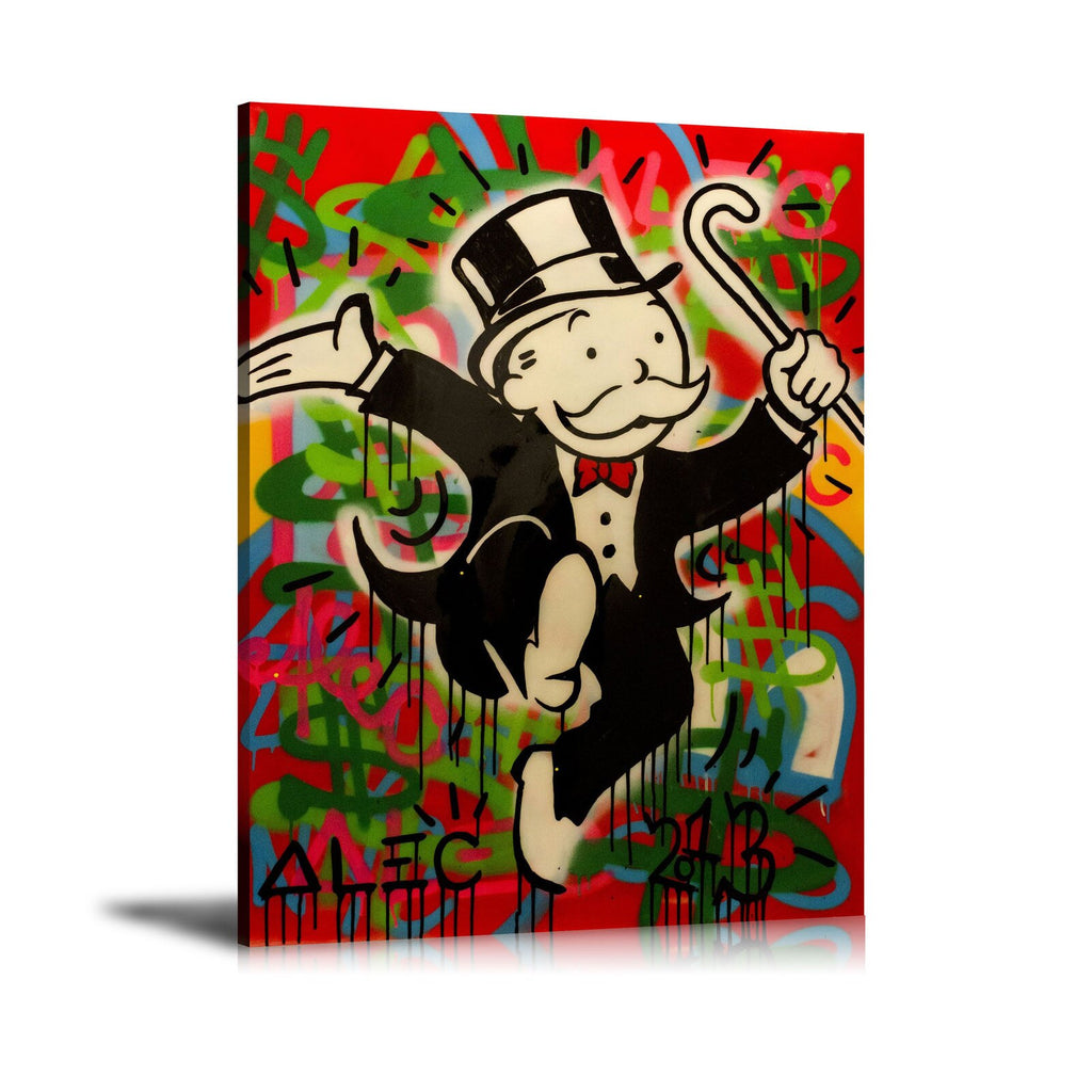 Gentleman, Jumping, Dollar Sign, Casper, Spray Paint, Graffiti, Street Art, Prints, Pop Art, Paintings, Canvas, Art, Alec Monopoly, Vertical