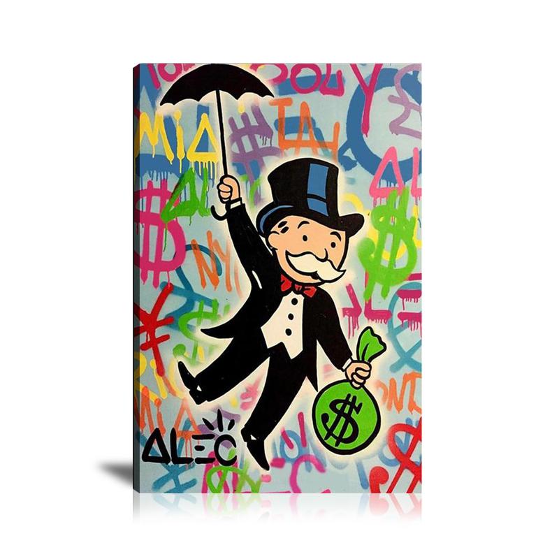 Monopoly's Umbrella Wall Art: Large Colorful Graffiti Print or Framed Canvas Painting for Modern Living Rooms, Dining Rooms and Bedrooms