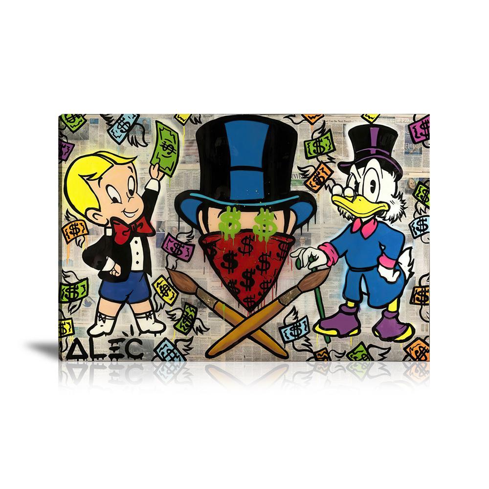 Street Art, Prints, Pop Art, Paintings, Canvas, Art, Alec Monopoly, Monopoly, Richie Rich, Masterpiece, Dollar, Money, Newspaper, Scrooge McDuck, Colorful, Paint