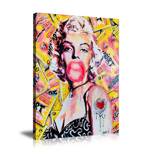 Marilyn Monroe, Rakel Wajnberg, Chewing Gum, Bubble Gum, Malab’Art, Tattoos, Rebellious, Mixed Media, Not Dry, Collage Art, Pop Art, Prints, Pop Art, Paintings, Movies, Cinema, Canvas, Art, Vertical