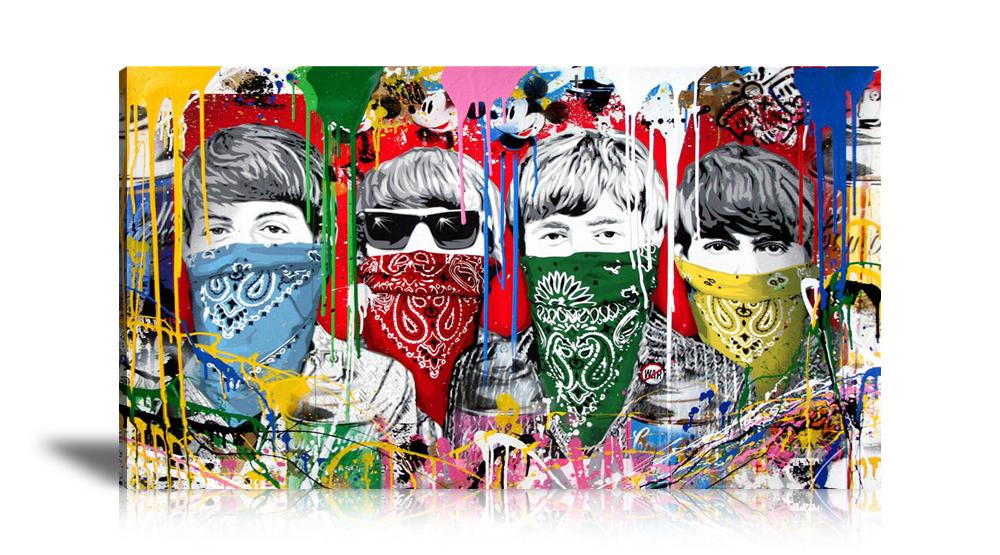 The Beatles Bandidos Wall Art: Large Colorful Graffiti Print or Framed Canvas Painting for Modern Living Rooms, Dining Rooms and Bedrooms