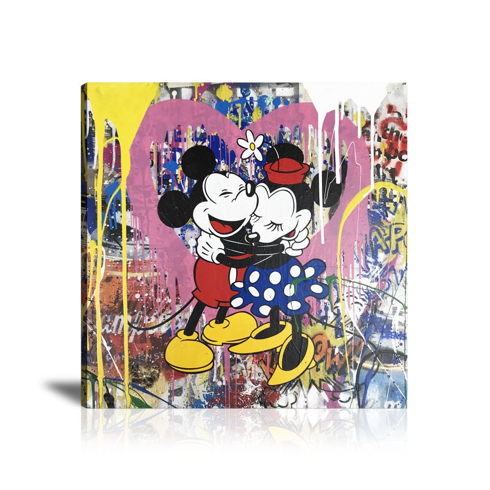 Mickey Mouse, Minnie Mouse, Campbell's, Spray, Kapow, Hug, Love,Street Art, Prints, Pop Art, Paintings, Mr. Brainwash, Canvas,  Square