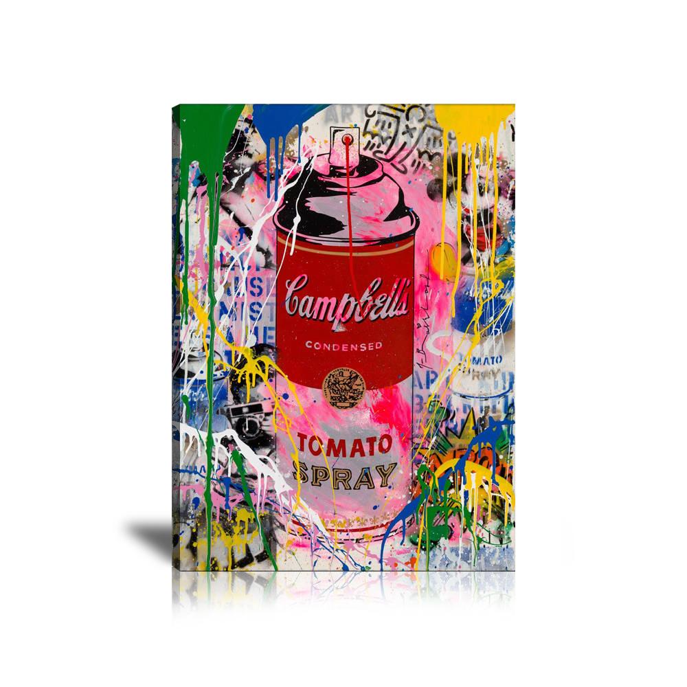 Campbell's Tomato Spray Wall Art: Large Colorful Graffiti Print or Framed Canvas Painting for Modern Living Rooms, Dining Rooms and Bedrooms