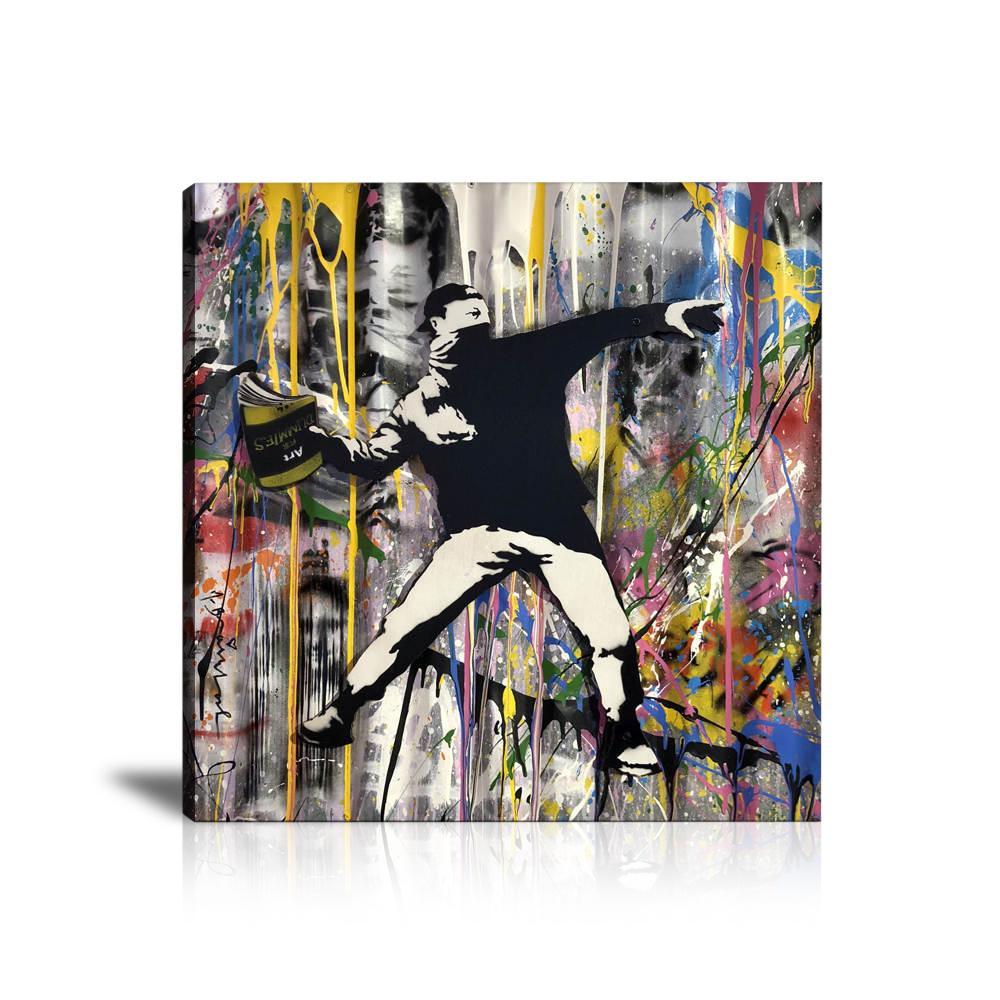 Street Art, Square, Prints, Pop Art, Paintings, Mr. Brainwash, Canvas, Art, Book Thrower, Thrower, Art For Dummies, Collage Art, Graffiti, Paint Drop, Artwork, Mona Lisa, Colorful