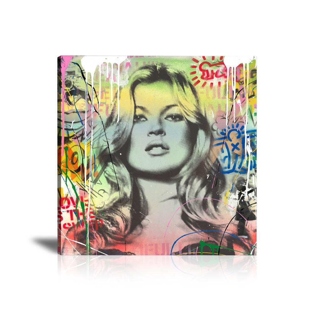 Kate Moss, Keith Haring, Ka-Pow, Girl With Balloon, Graffiti, Collage Art, Colorful, Spray