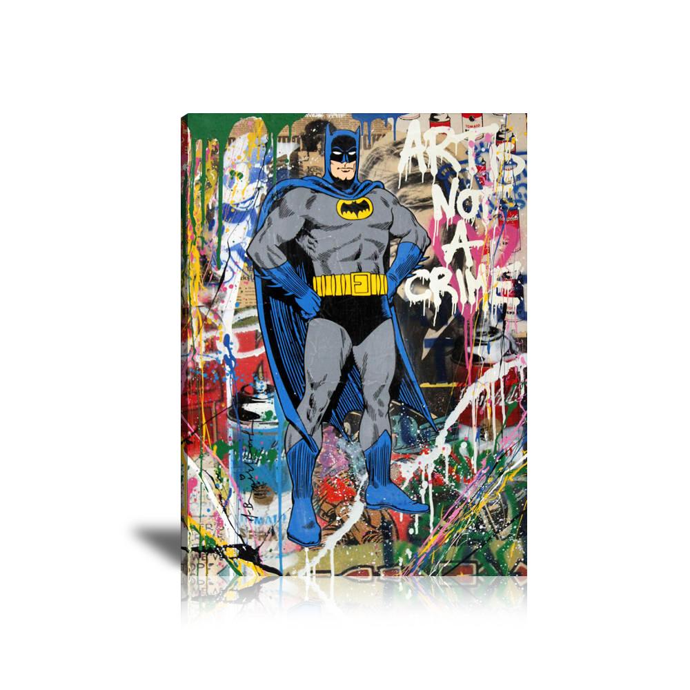 Batman Art Is Not A Crime Wall Art: Large Colorful Graffiti Print or Framed Canvas Painting for Modern Living Rooms, Dining Rooms and Bedrooms