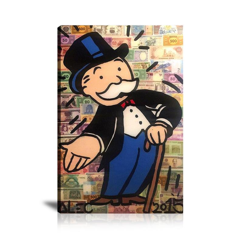 Board Game, Vietnam Dong,  Japanese Yen, Japanese Yen, Euro, Pounds, Russian ruble, Collage Art, Spray Paint, Street Art, Prints, Pop Art, Paintings, Canvas, Art, Alec Monopoly, Vertical