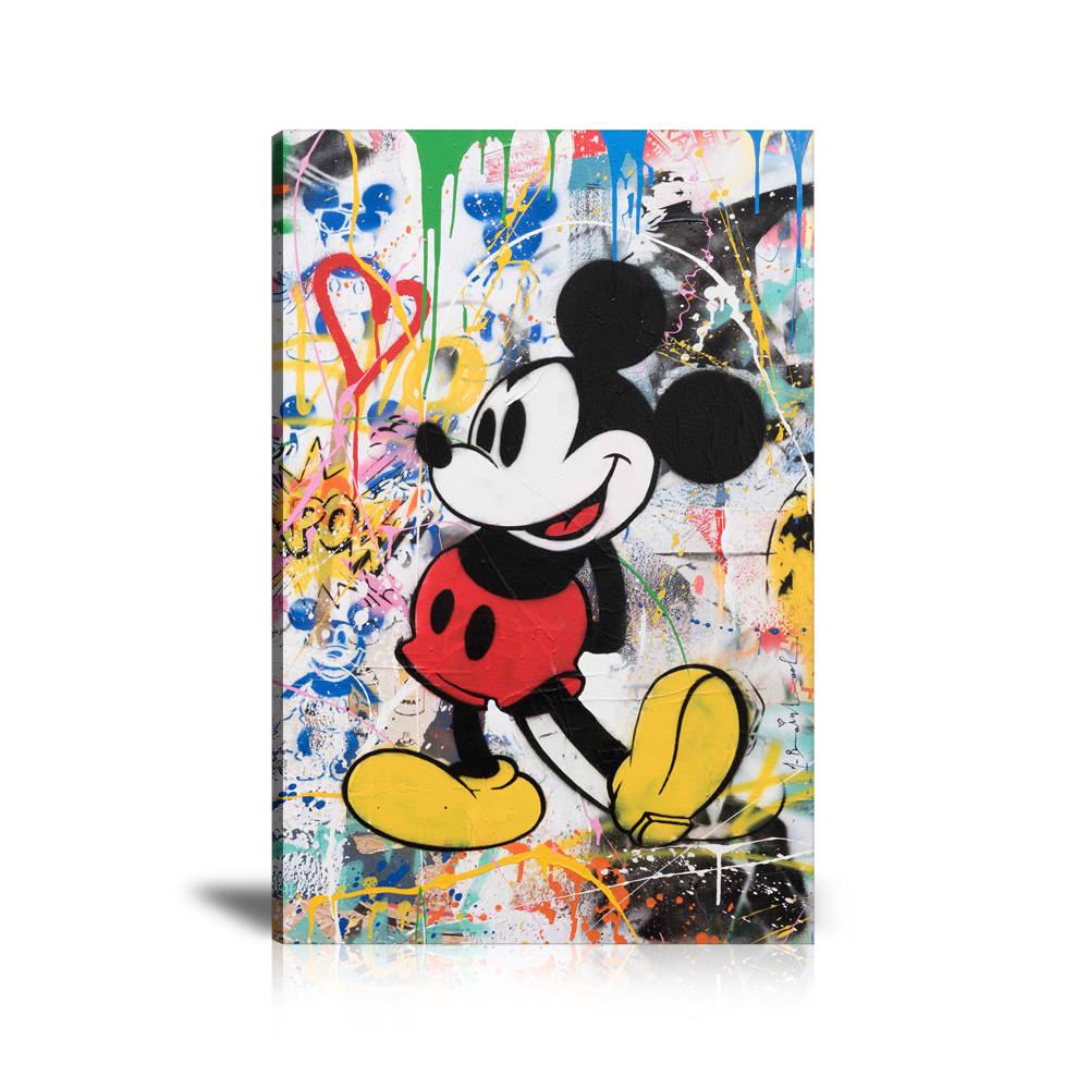 Mickey Mouse Pow Wall Art: Large Colorful Graffiti Print or Framed Canvas Painting for Modern Living Rooms, Dining Rooms and Bedrooms