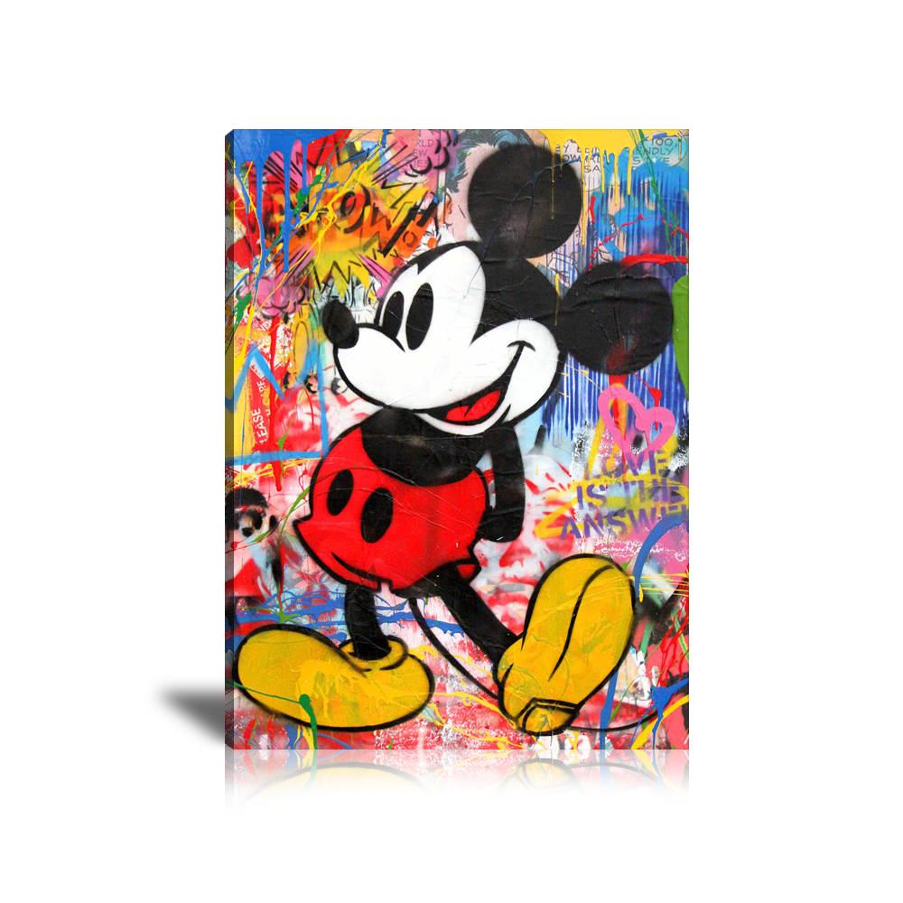 Mickey Mouse Pow Wall Art: Large Colorful Graffiti Print or Framed Canvas Painting for Modern Living Rooms, Dining Rooms and Bedrooms