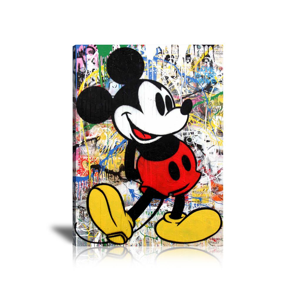 Mickey Mouse Street Art Wall Art: Large Colorful Graffiti Print or Framed Canvas Painting for Modern Living Rooms, Dining Rooms and Bedrooms