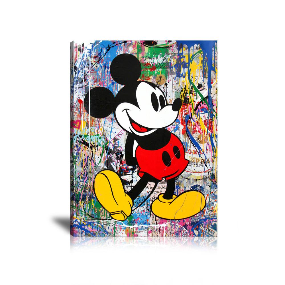 Mickey Mouse Street Art Wall Art: Large Colorful Graffiti Print or Framed Canvas Painting for Modern Living Rooms, Dining Rooms and Bedrooms