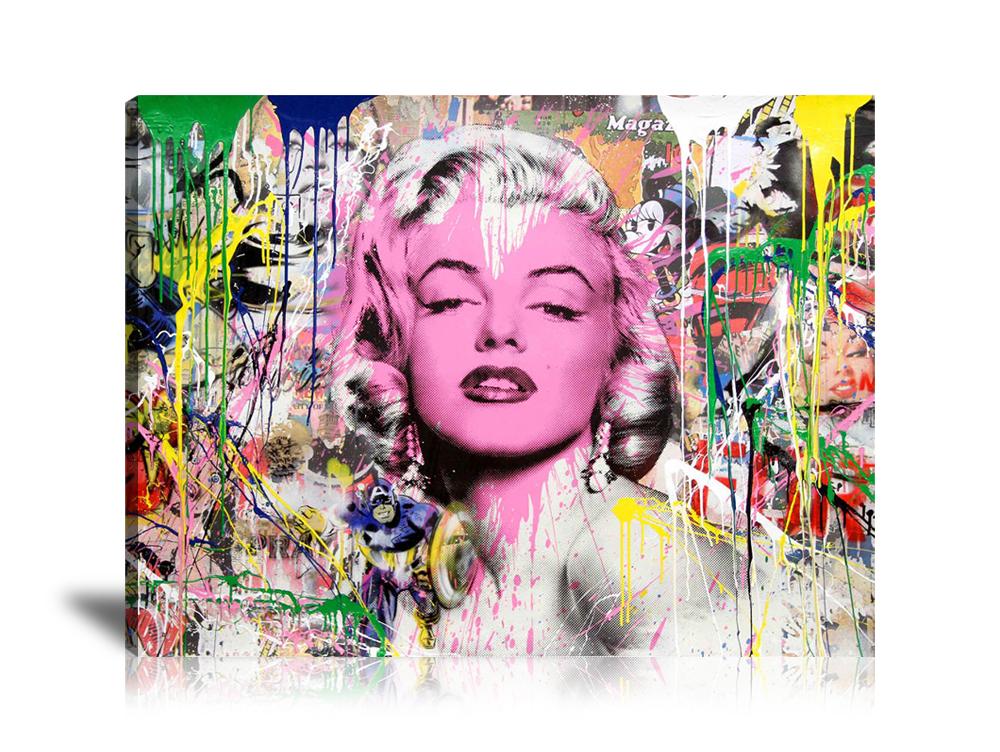 Marilyn Monroe America Wall Art: Large Colorful Graffiti Print or Framed Canvas Painting for Modern Living Rooms, Dining Rooms and Bedrooms