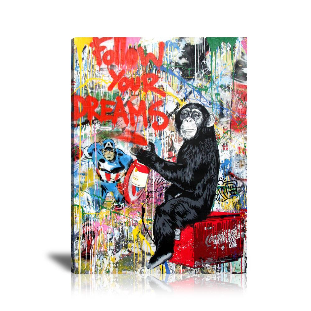 Follow Your Dreams Wall Art: Large Colorful Graffiti Print or Framed Canvas Painting for Modern Living Rooms, Dining Rooms and Bedrooms