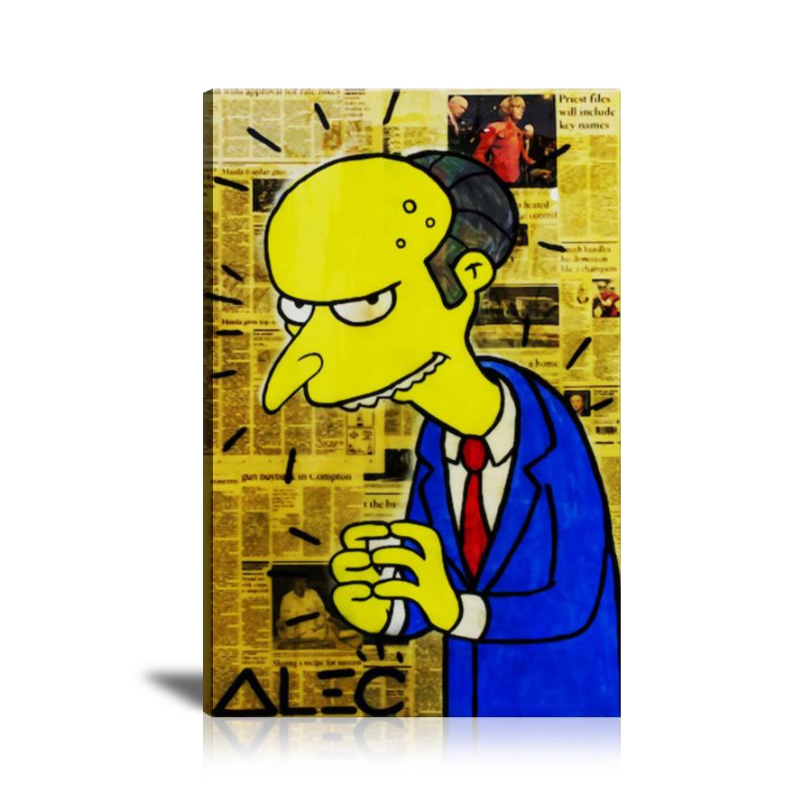 Mr Burns Wall Art: Large Colorful Graffiti Print or Framed Canvas Painting for Modern Living Rooms, Dining Rooms and Bedrooms