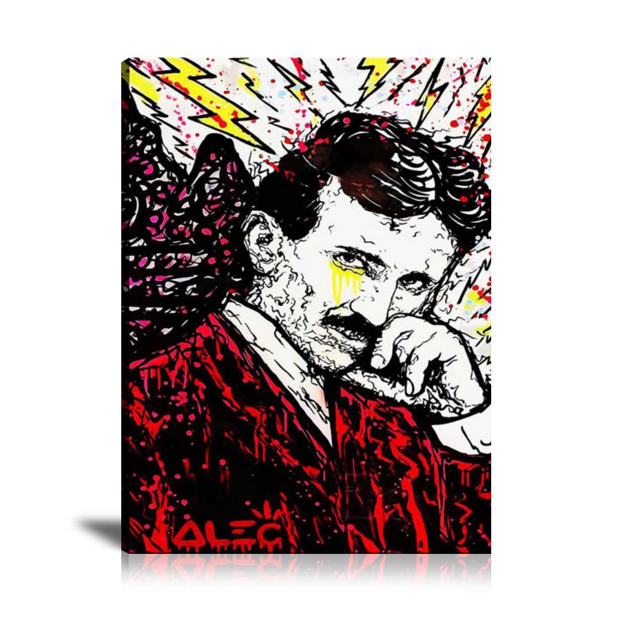  Nikola Tesla, Spray Paint, Graffiti, Lightning, Street Art, Prints, Pop Art, Paintings, Canvas, Art, Alec Monopoly, Vertical