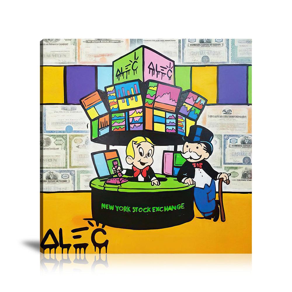 Alec,Alec Monopoly,Canvas Art,Colorful,Mr. Monopoly,New York,News,Office,Paintings,Pop Art,Prints,Richie Rich,Square,Stock,Stock Chart,Stock Market,Street Art,Wall Art